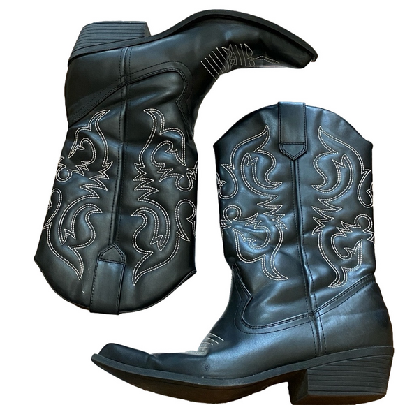 lei Shoes - Black Cowboy boots 8.5